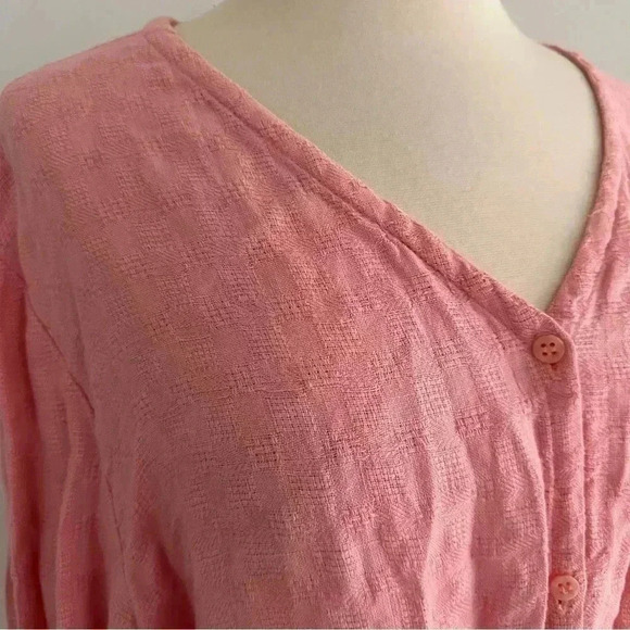 Vintage 100% Linen Button Down Shirt Top Pink Sz M - Picture 5 of 9